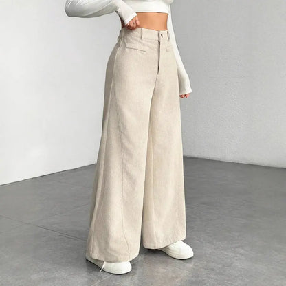 Women's High Waist Loose Drooping Slimming Solid Color Mop Wide Leg Alamode