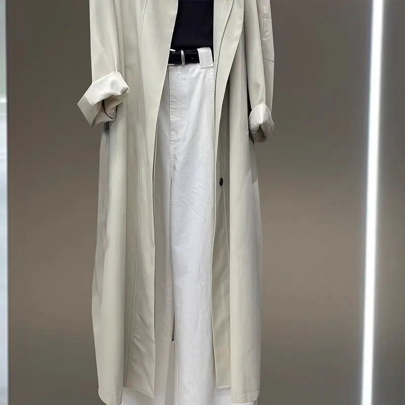 Women's Solid Color Loose Mid Length Windbreaker Jacket - The elite ways