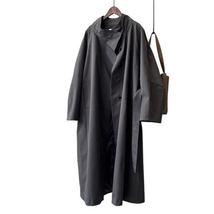 Women's Solid Color Loose Mid Length Windbreaker Jacket - The elite ways