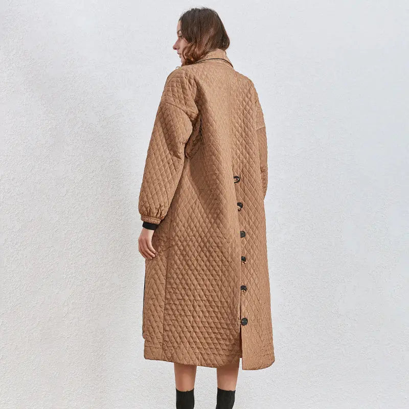 Women's dark buckle smooth plaid trench coat - The elite ways