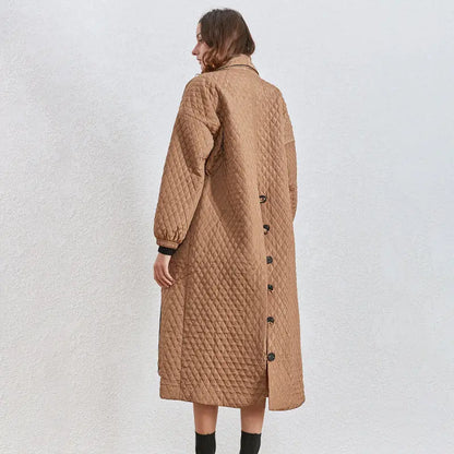 Women's dark buckle smooth plaid trench coat - The elite ways