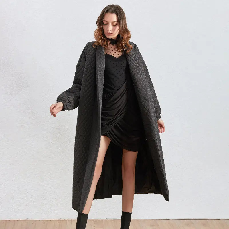 Women's dark buckle smooth plaid trench coat - The elite ways