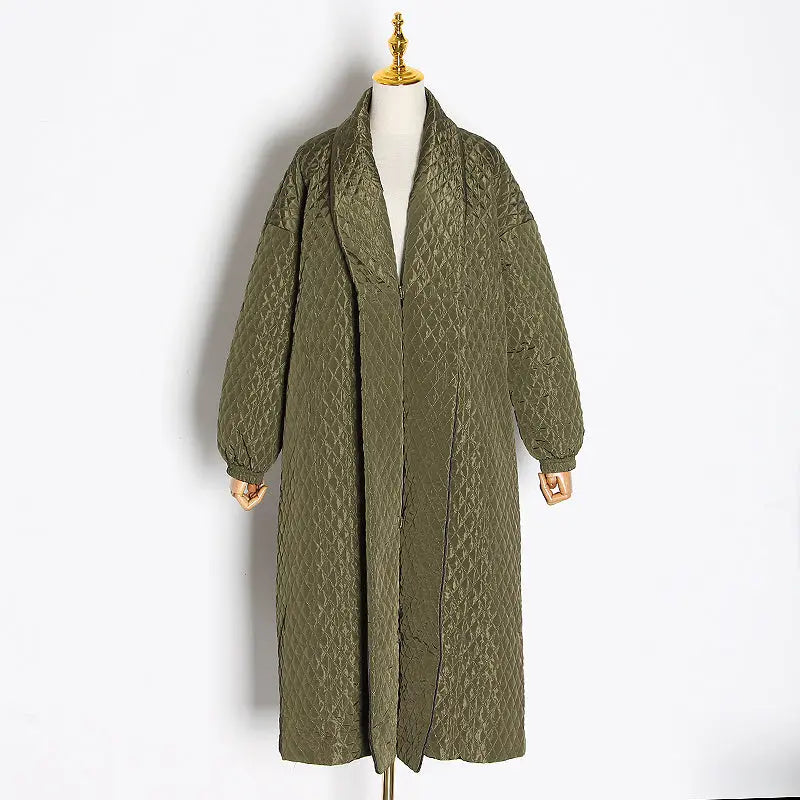 Women's dark buckle smooth plaid trench coat - The elite ways