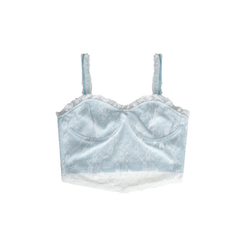 Blue Lace Camisole Niche Slim Camisole Alamode