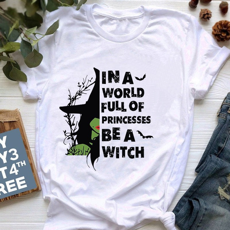 Halloween Monogram Print T-Shirt Harajuku Alamode