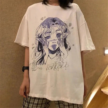 Women's Short Sleeve Harajuku Kawaii Casual Girl T-shirt Top Alamode