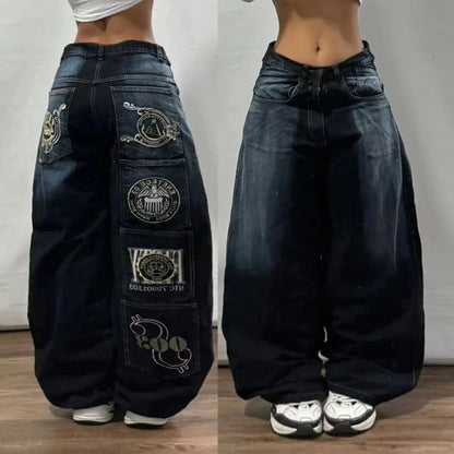 American Retro Couple Wide Leg Jeans Alamode