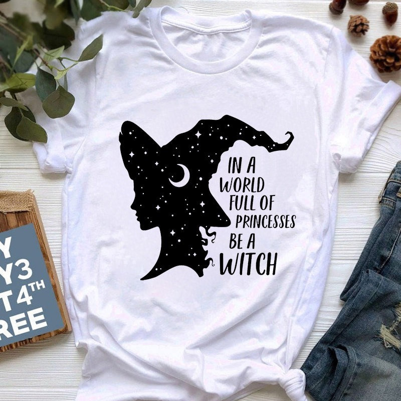 Halloween Monogram Print T-Shirt Harajuku Alamode