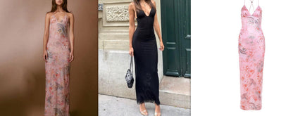 Floral Print Halter Spaghetti Straps Dress Sexy Slim Butterfly Back Dressess Spring Summer Womens Clothing Alamode