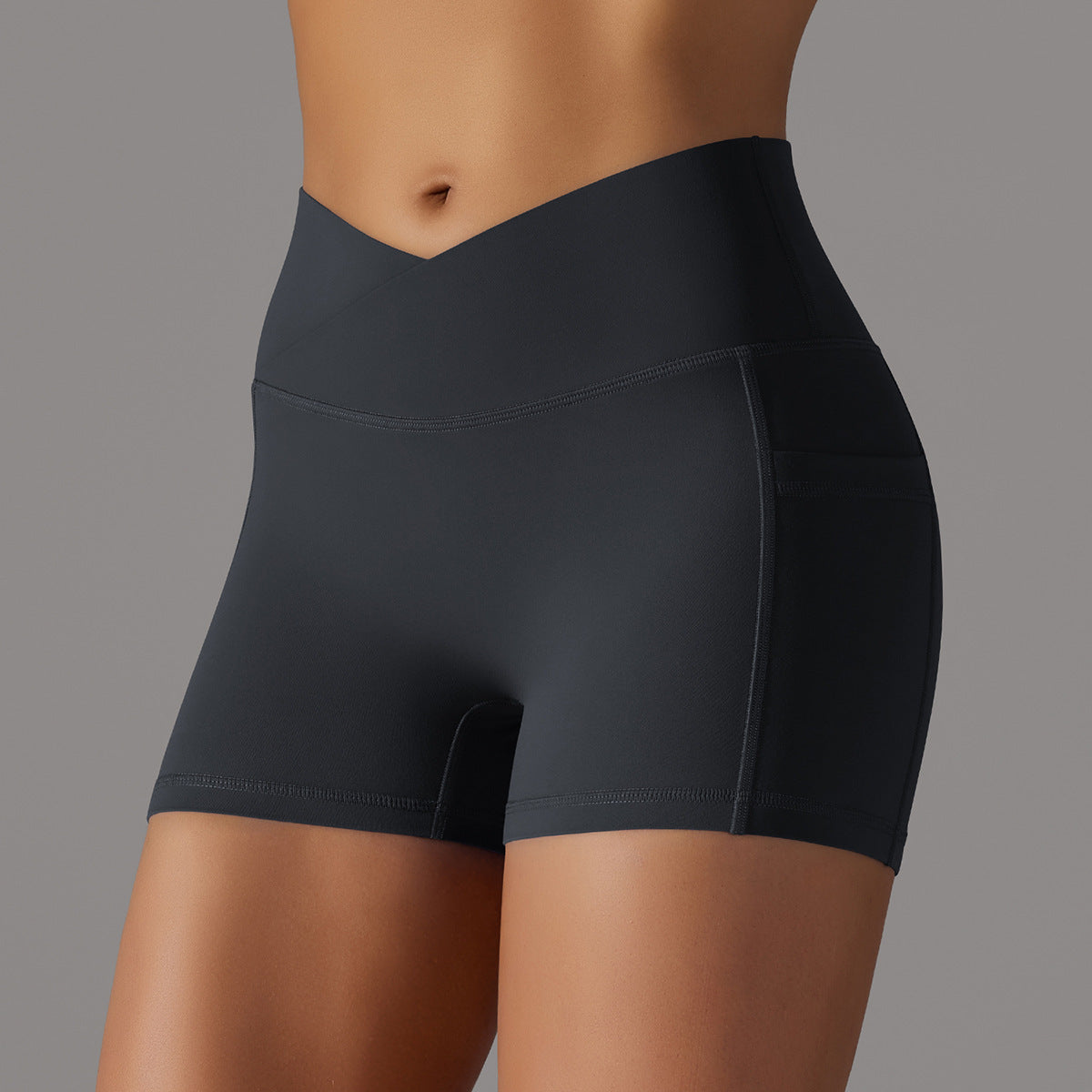 Yoga Shorts With Phone Pocket Design Fitness Sports Pants For Women Clothing Alamode