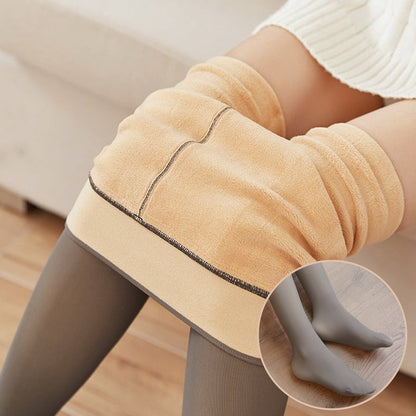 Fake Translucent Plus Size Leggings Fleece Lined Tights Fall And Winter Warm Fleece Pantyhose Women Fleece Lined Pantyhose Thermal Winter Tights Alamode