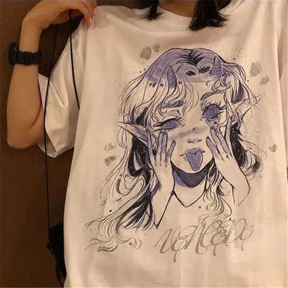 Women's Short Sleeve Harajuku Kawaii Casual Girl T-shirt Top Alamode