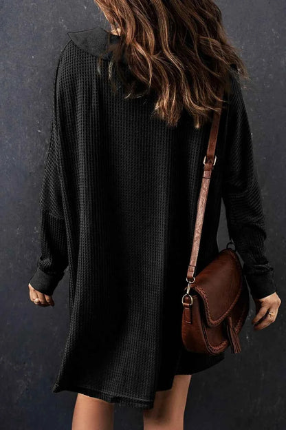Waffle Knit Button Front Dress.