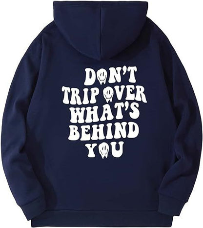 Leisure Pullover Drawstring Letter Print Pattern Hoodie.