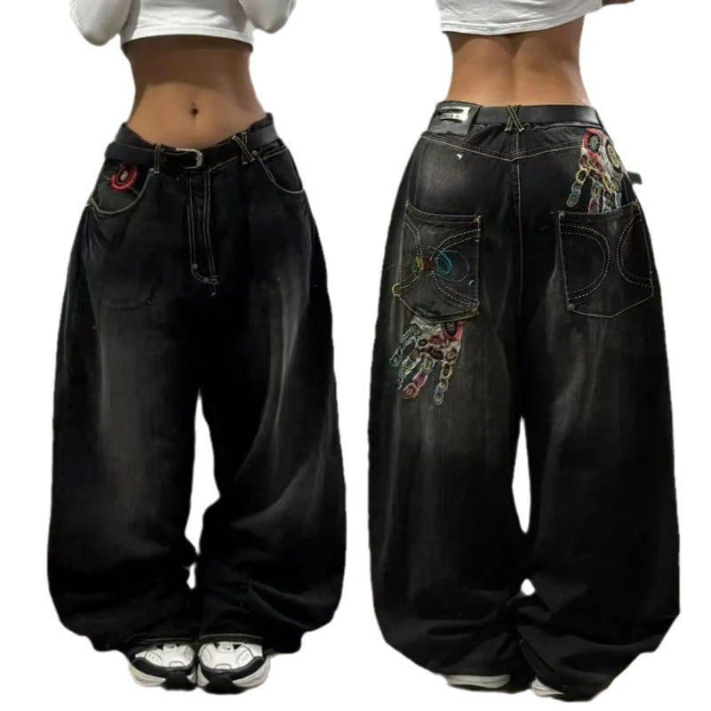 American Retro Couple Wide Leg Jeans Alamode