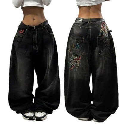 American Retro Couple Wide Leg Jeans Alamode