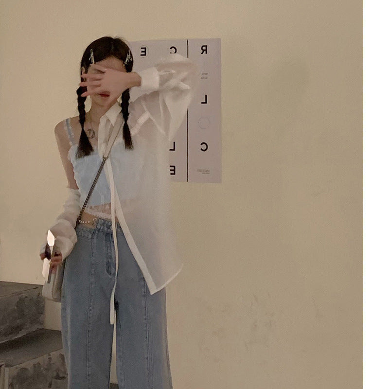 Blue Lace Camisole Niche Slim Camisole Alamode